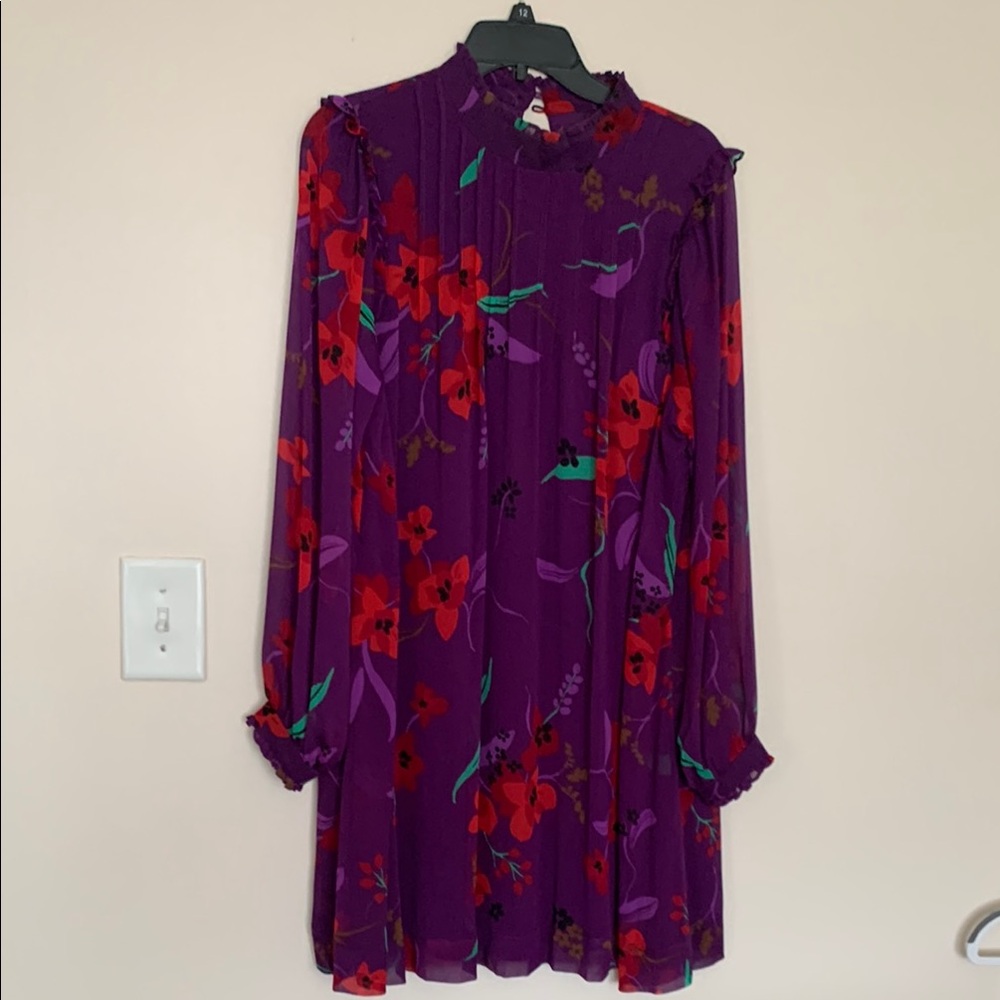 Calvin Klein Purple Ruffled Tiered A-line Dress